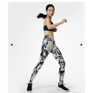 Sweaty Betty Super Sculpt Floral Yoga Flat Waistband 7/8 Length Leggings Size 8